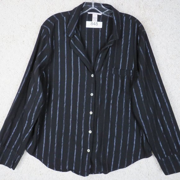 Victoria's Secret* Women's Long Sleeve Button Down High/Low‎ Curved Hem~ Large - Picture 1 of 10